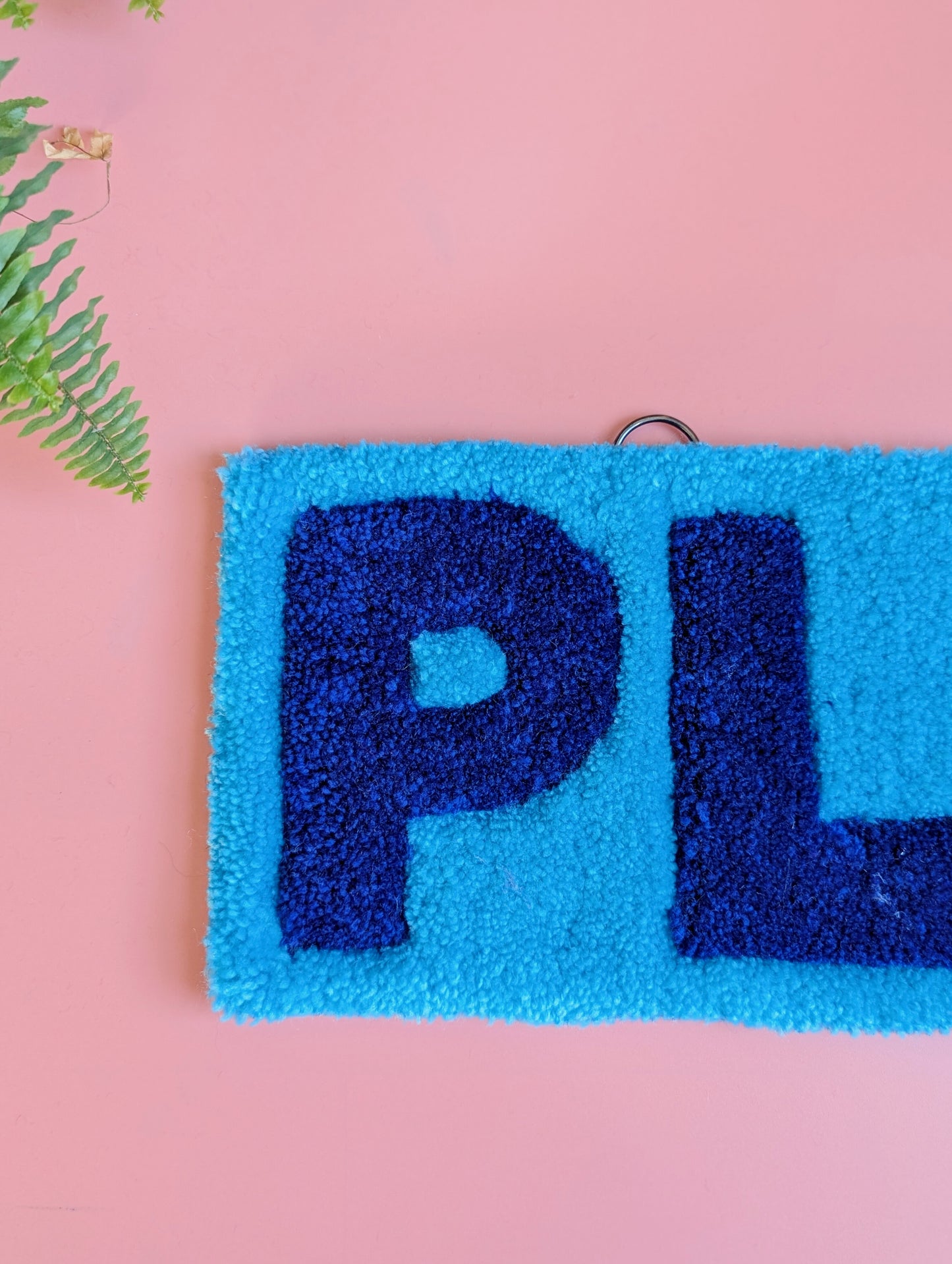 Blue pleb tufted yarn wallhanging rug