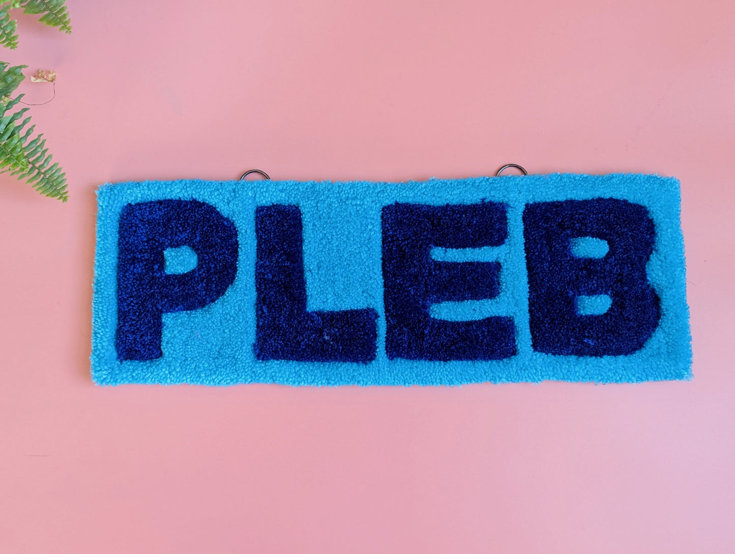 Blue pleb tufted yarn wallhanging rug