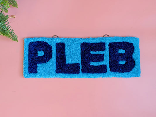 Blue pleb tufted yarn wallhanging rug