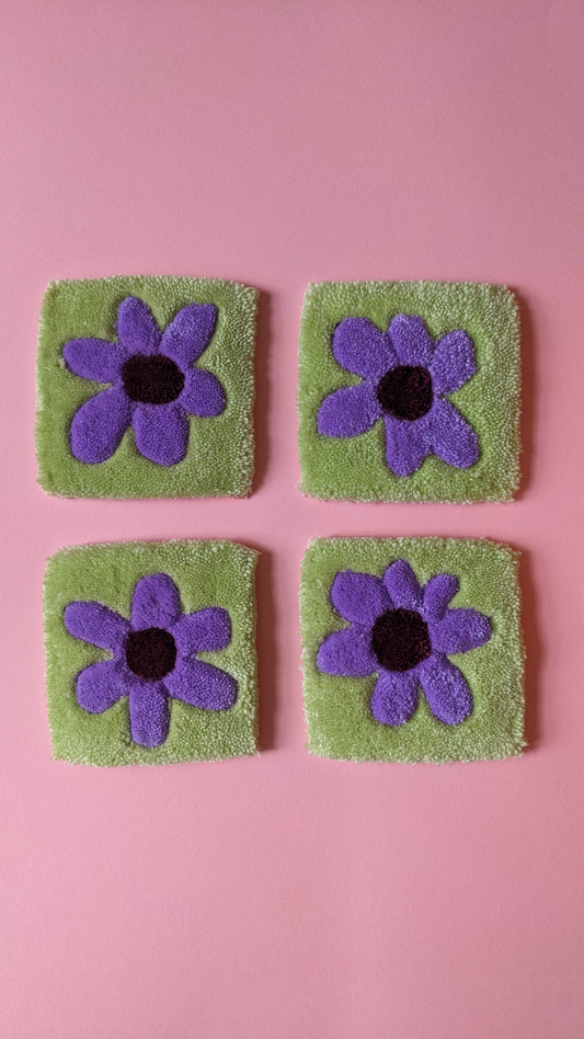 rugs for mugs pastel coloured abstract flower shape coaster