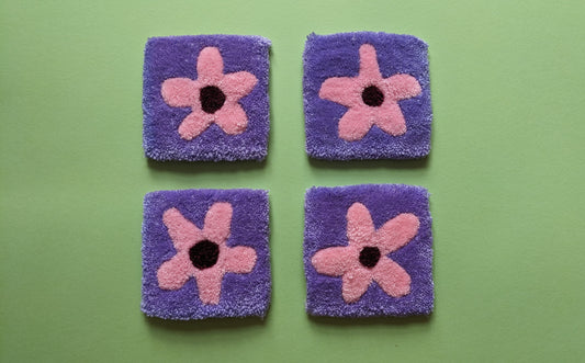 rugs for mugs pastel coloured abstract flower shape coaster