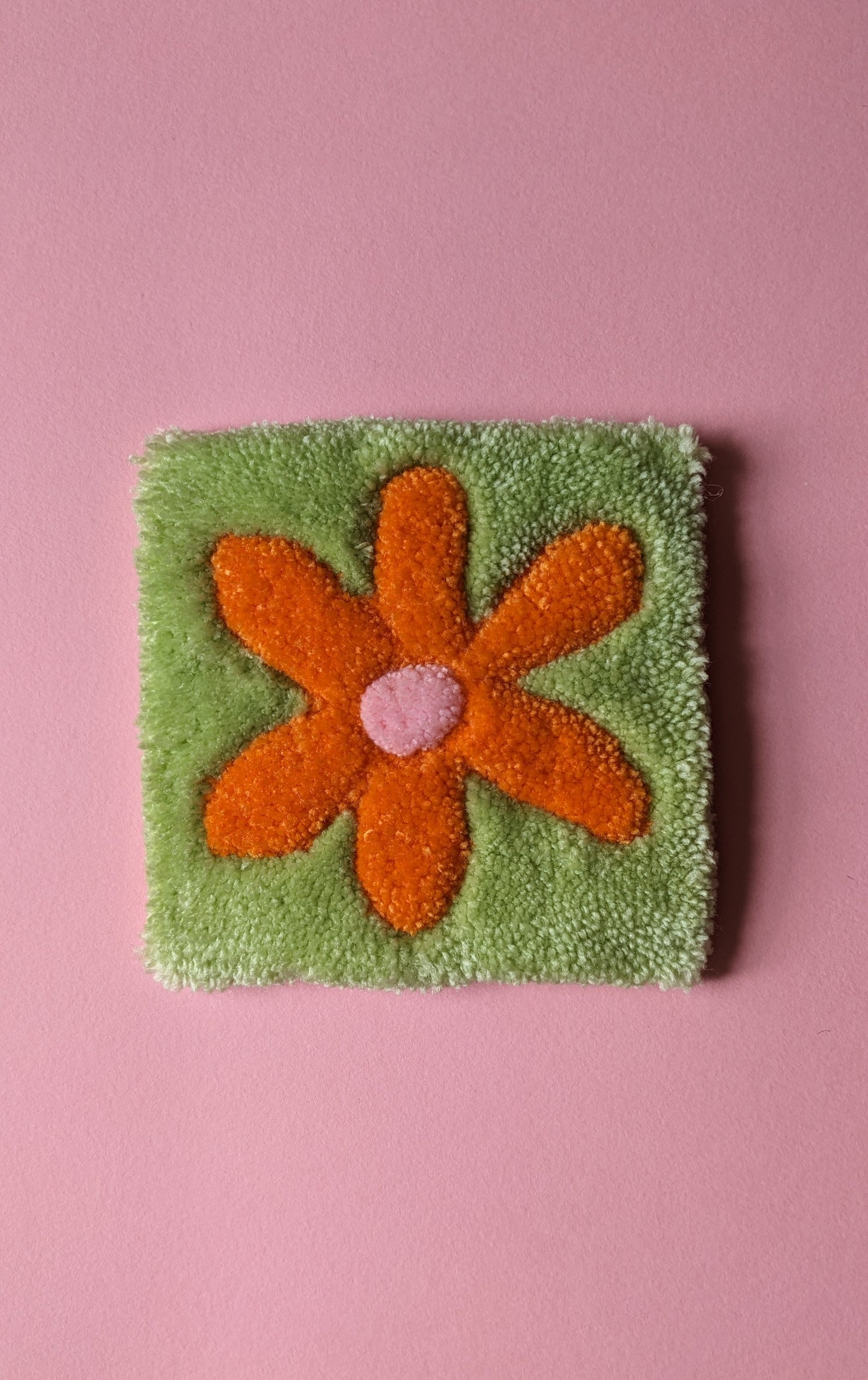 rugs for mugs pastel coloured abstract flower shape orange green coaster