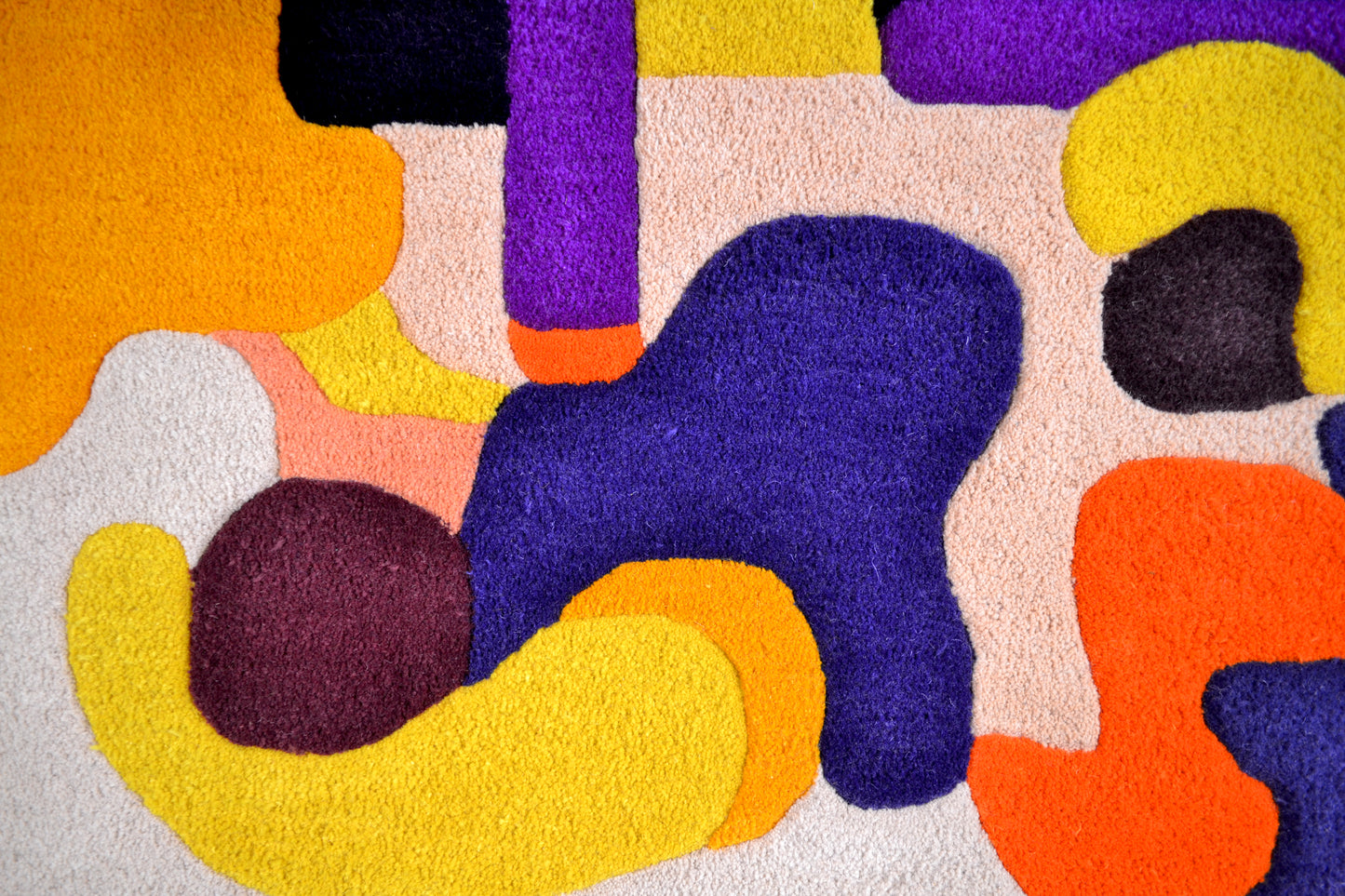 small cream purple abstract handcrafted tufted wool rug