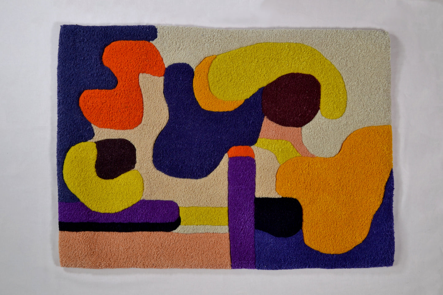small cream purple abstract handcrafted tufted wool rug