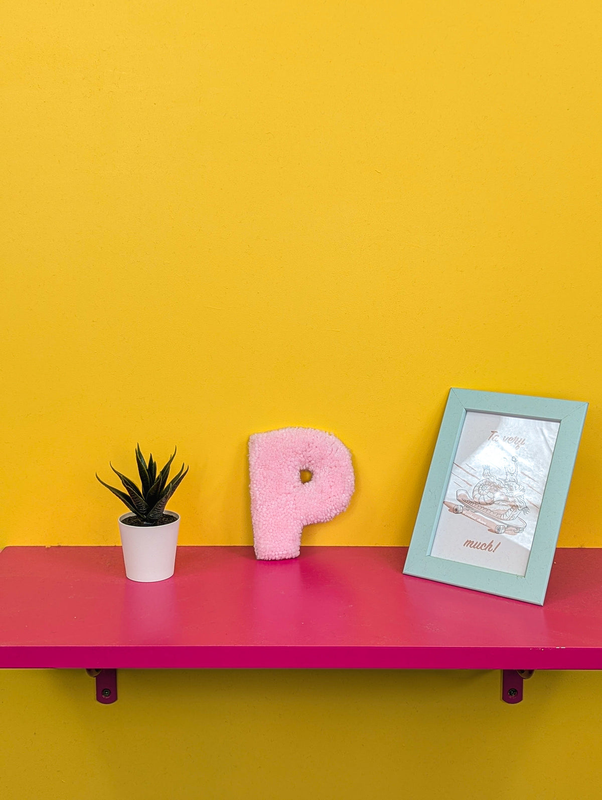 Tufted Fluffy Alphabet Wall Letter P - Colourful Kids Room Decor, Cute Nursery Accent, Personalised Wall Display