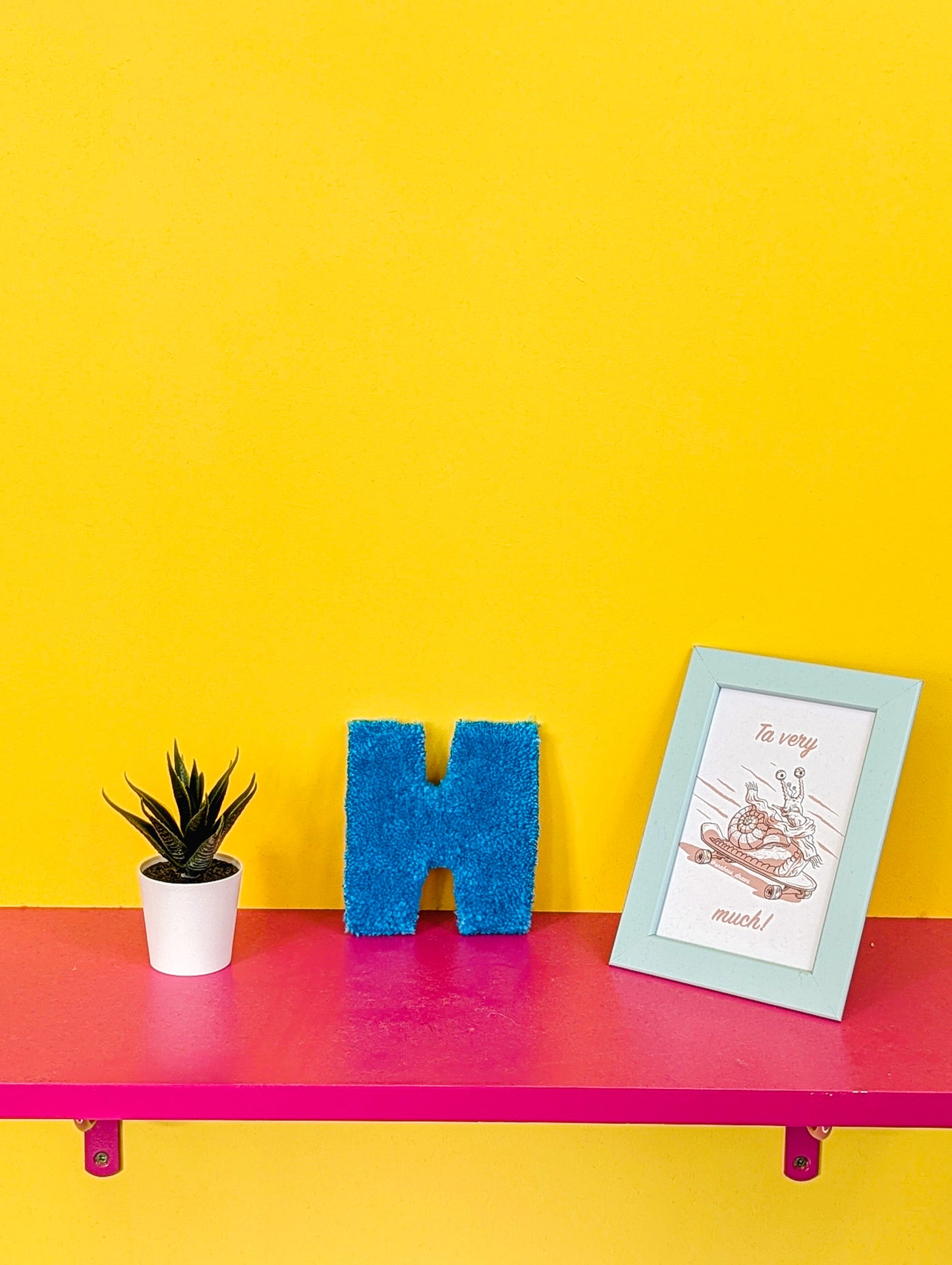 Tufted Fluffy Alphabet Wall Letter H - Colourful Kids Room Decor, Cute Nursery Accent, Personalised Wall Display
