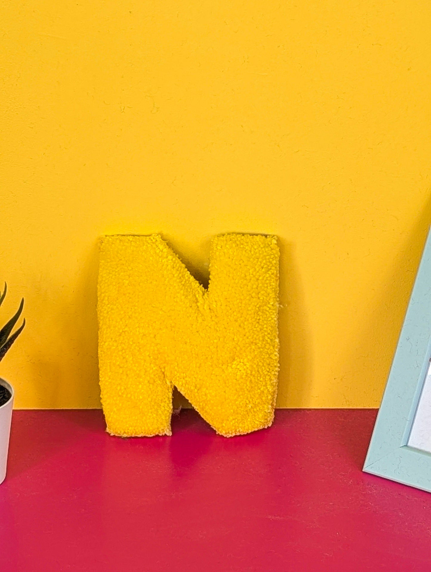 Tufted Fluffy Alphabet Wall Letter N - Colourful Kids Room Decor, Cute Nursery Accent, Personalised Wall Display