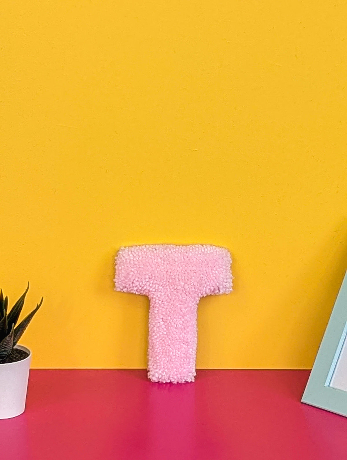 Tufted Fluffy Alphabet Wall Letter T - Colourful Kids Room Decor, Cute Nursery Accent, Personalised Wall Display