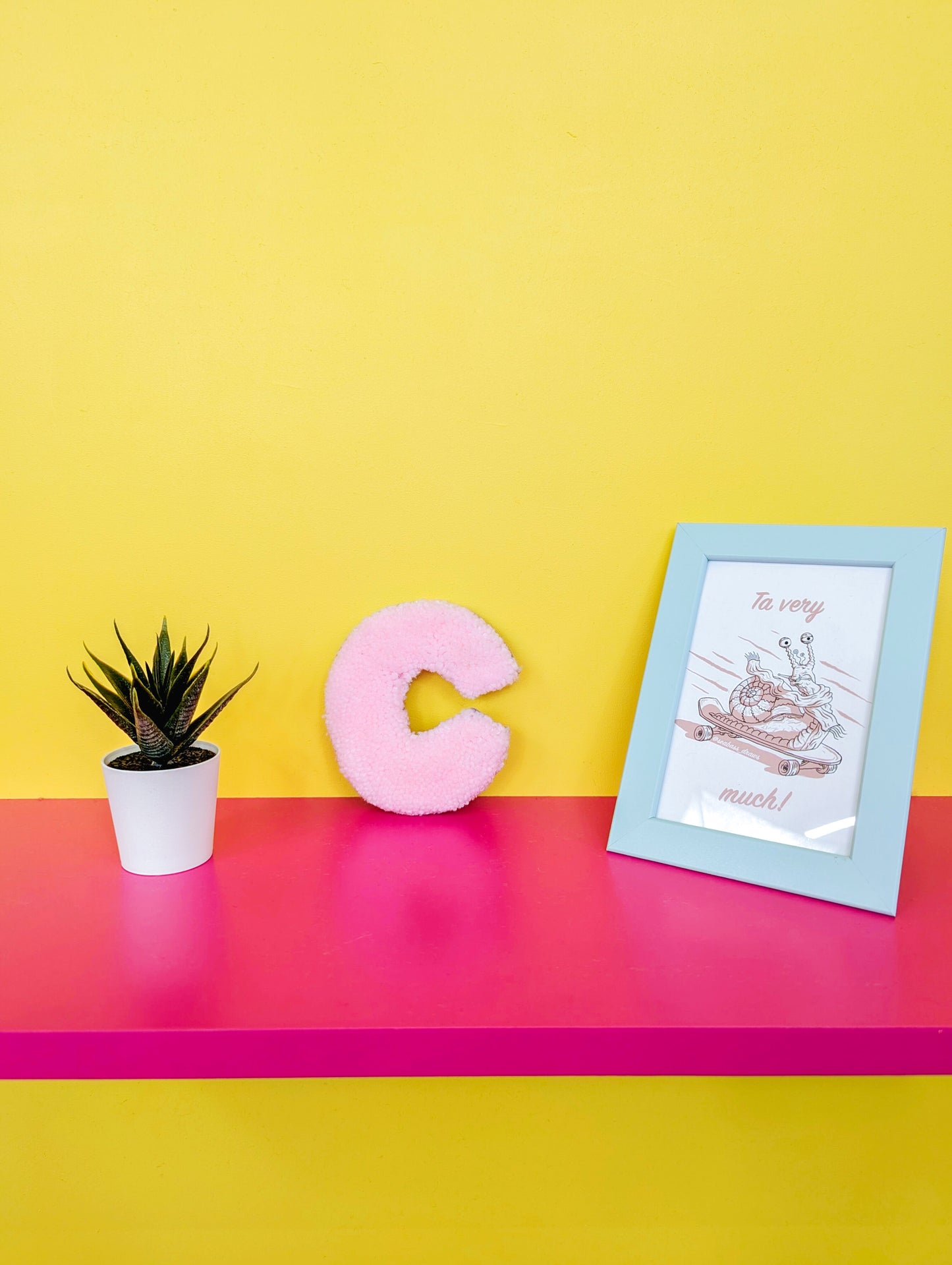 Tufted Fluffy Alphabet Wall Letter C - Colourful Kids Room Decor, Cute Nursery Accent, Personalised Wall Display