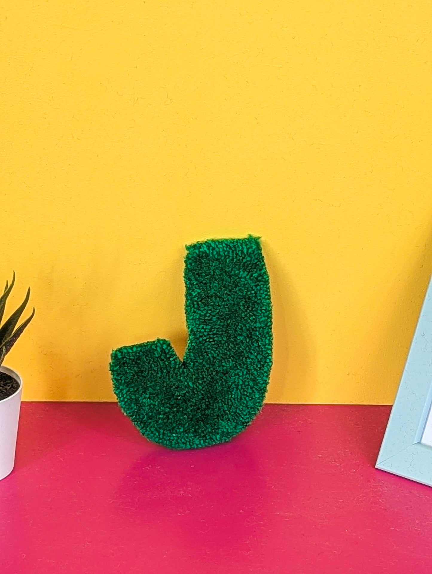 Tufted Fluffy Alphabet Wall Letter J - Colourful Kids Room Decor, Cute Nursery Accent, Personalised Wall Display