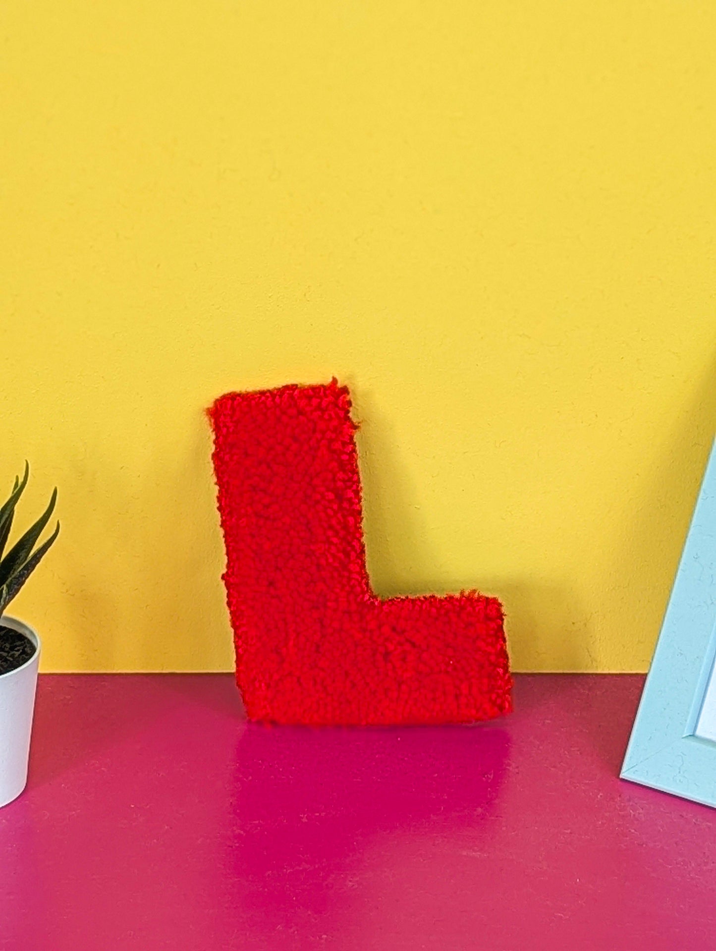 Tufted Fluffy Alphabet Wall Letter L - Colourful Kids Room Decor, Cute Nursery Accent, Personalised Wall Display