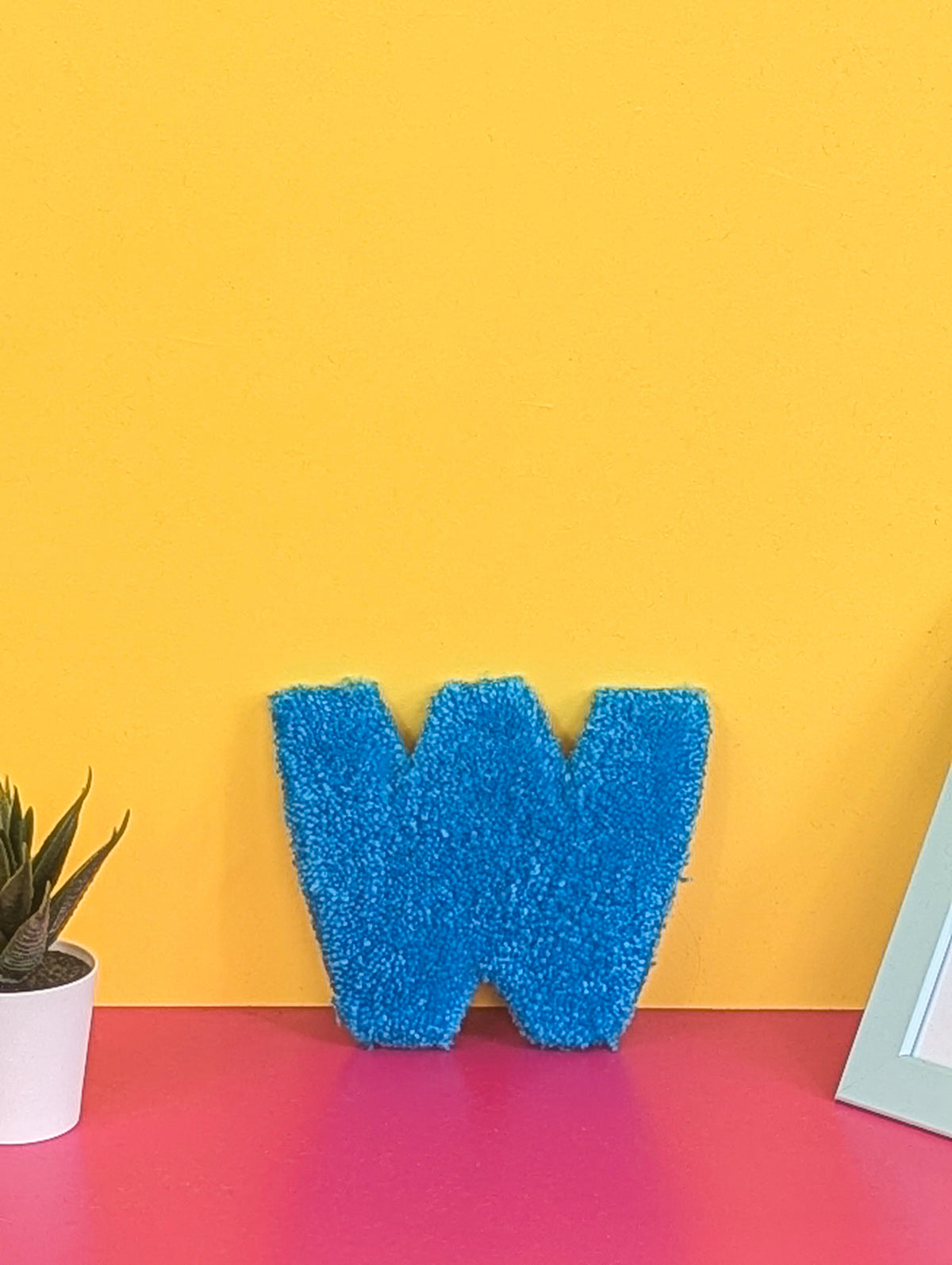 Tufted Fluffy Alphabet Wall Letter W - Colourful Kids Room Decor, Cute Nursery Accent, Personalised Wall Display