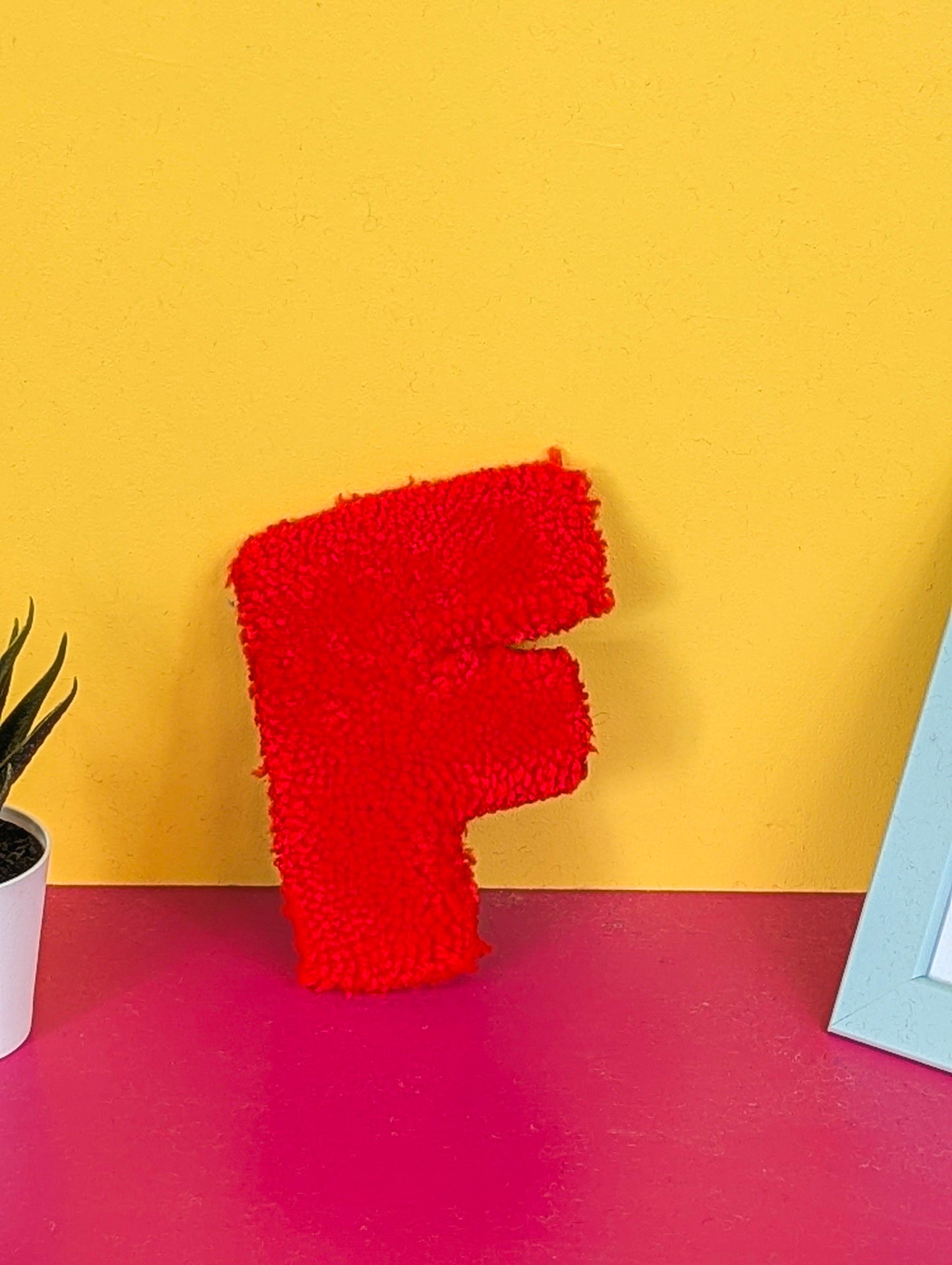 Tufted Fluffy Alphabet Wall Letter F - Colourful Kids Room Decor, Cute Nursery Accent, Personalised Wall Display