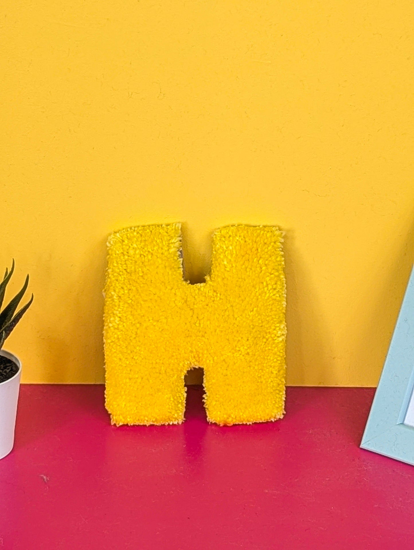 Tufted Fluffy Alphabet Wall Letter H - Colourful Kids Room Decor, Cute Nursery Accent, Personalised Wall Display