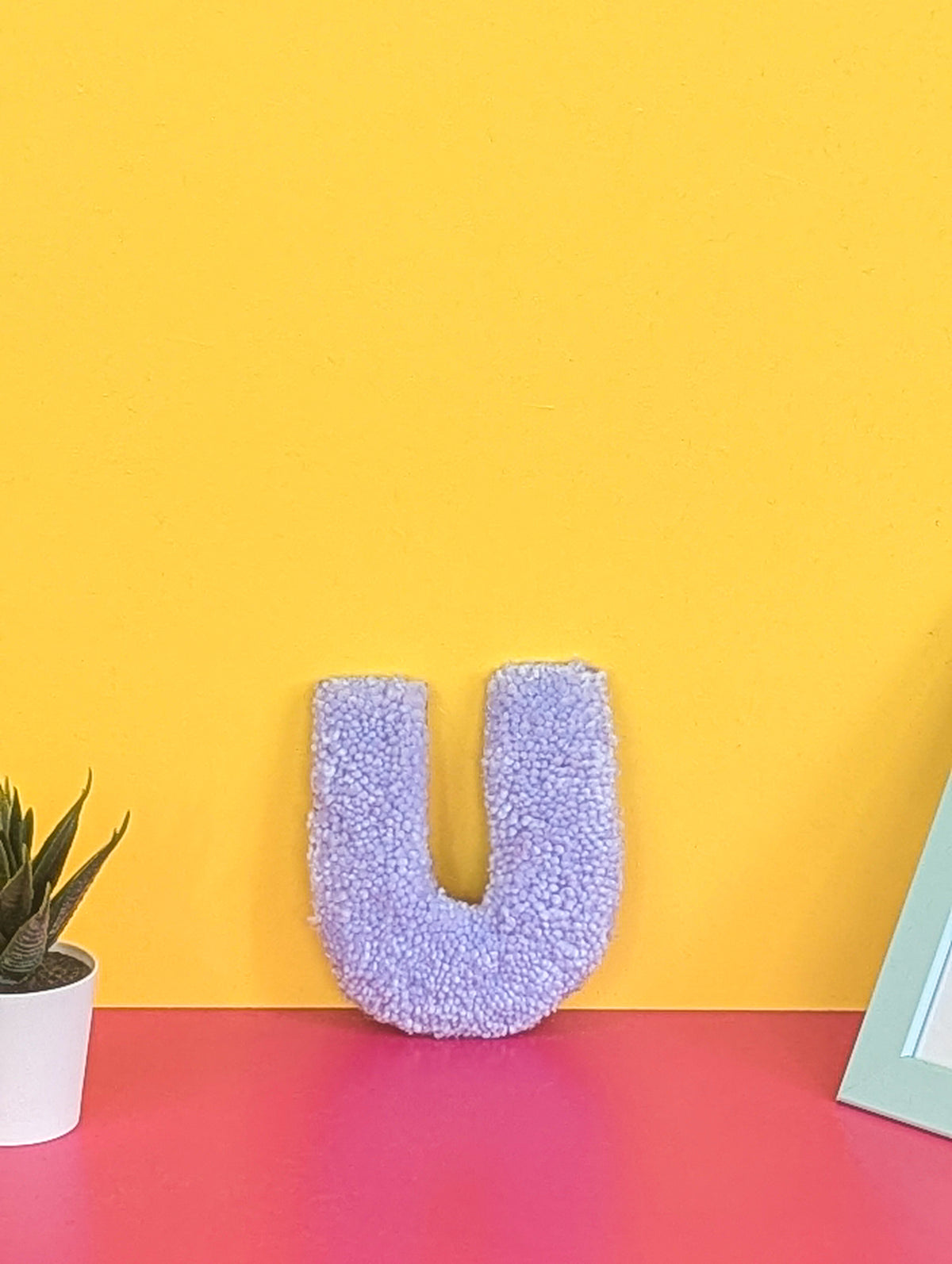 Tufted Fluffy Alphabet Wall Letter U - Colourful Kids Room Decor, Cute Nursery Accent, Personalised Wall Display