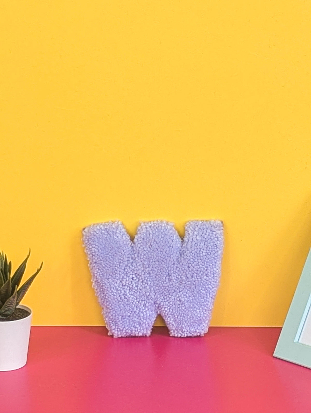 Tufted Fluffy Alphabet Wall Letter W - Colourful Kids Room Decor, Cute Nursery Accent, Personalised Wall Display