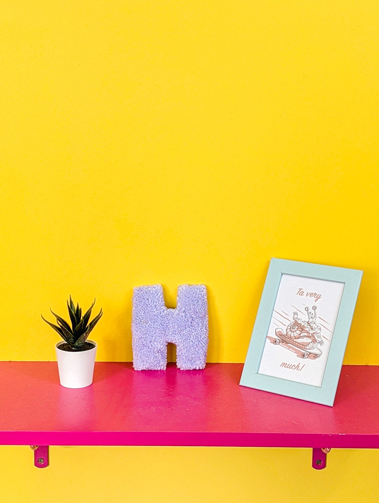 Tufted Fluffy Alphabet Wall Letter H - Colourful Kids Room Decor, Cute Nursery Accent, Personalised Wall Display