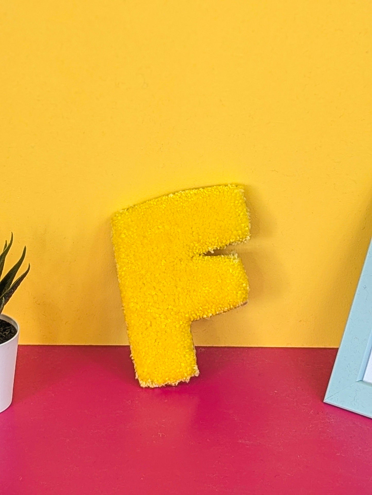 Tufted Fluffy Alphabet Wall Letter F - Colourful Kids Room Decor, Cute Nursery Accent, Personalised Wall Display