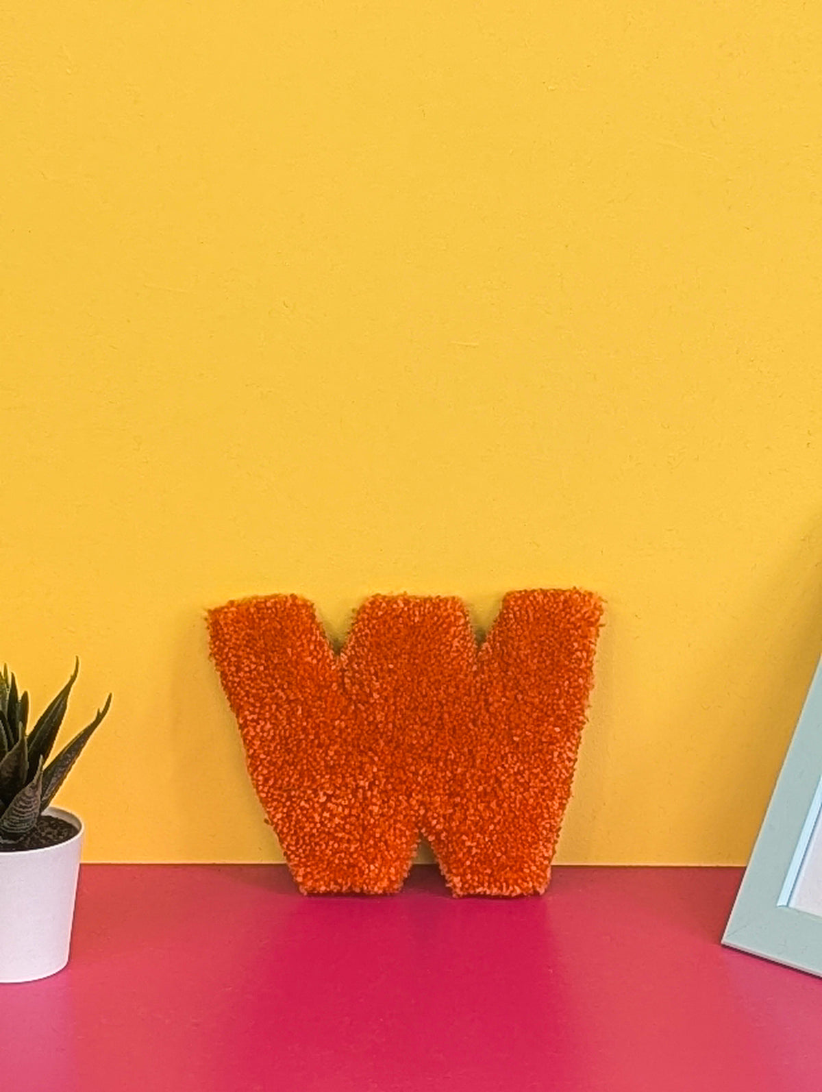 Tufted Fluffy Alphabet Wall Letter W - Colourful Kids Room Decor, Cute Nursery Accent, Personalised Wall Display