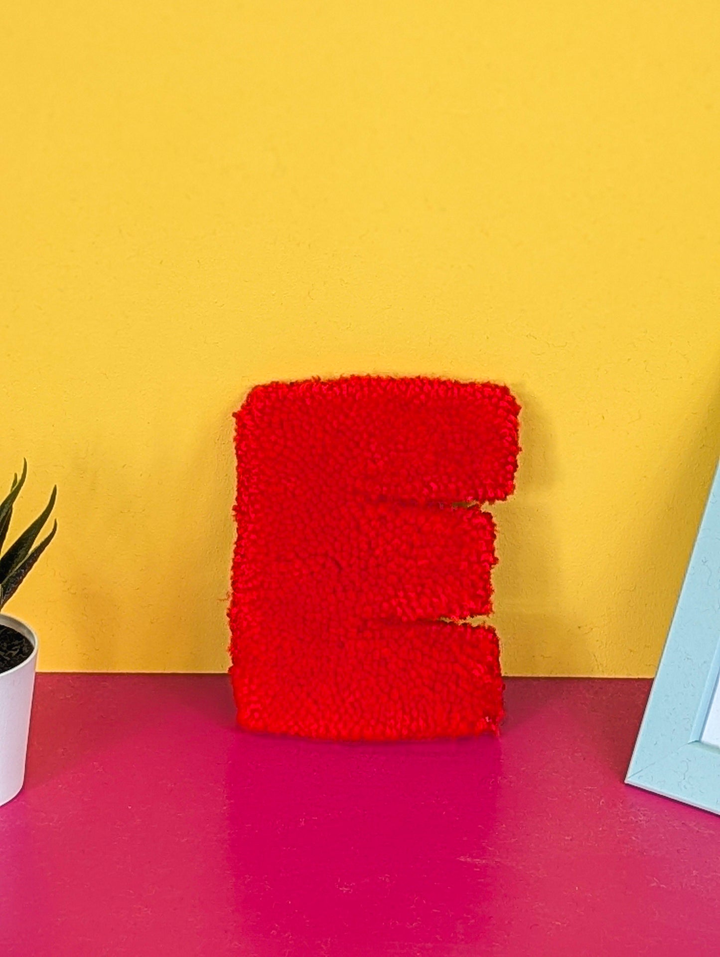 Tufted Fluffy Alphabet Wall Letter E - Colourful Kids Room Decor, Cute Nursery Accent, Personalised Wall Display