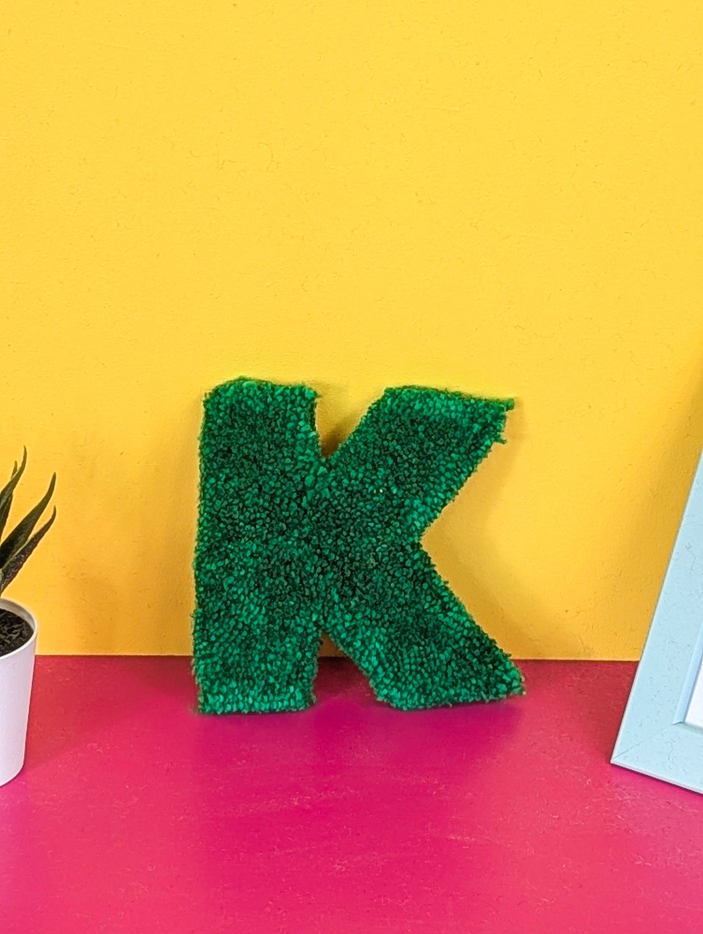 Tufted Fluffy Alphabet Wall Letter K - Colourful Kids Room Decor, Cute Nursery Accent, Personalised Wall Display