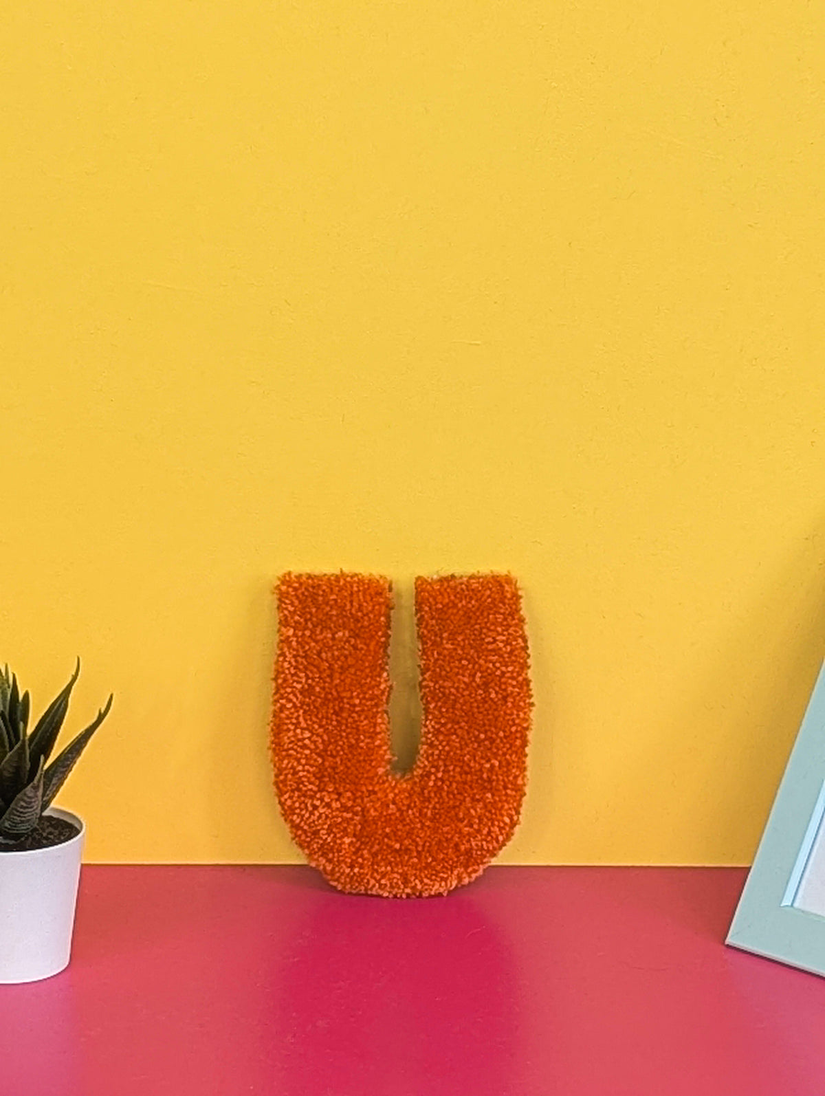 Tufted Fluffy Alphabet Wall Letter U - Colourful Kids Room Decor, Cute Nursery Accent, Personalised Wall Display