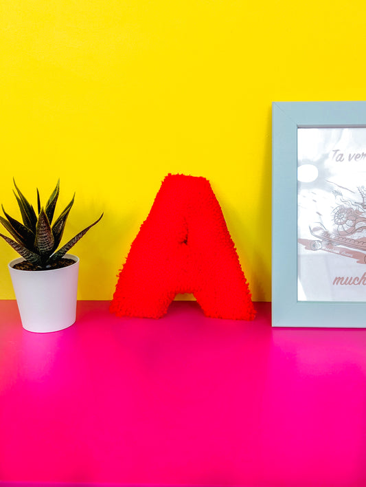 Tufted Fluffy Alphabet Wall Letter A – Colourful Kids Room Decor, Cute Nursery Accent, Personalised Wall Display