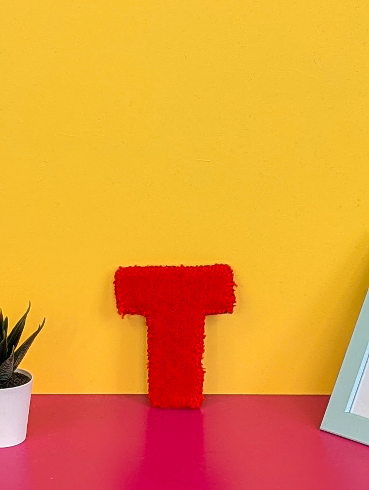 Tufted Fluffy Alphabet Wall Letter T - Colourful Kids Room Decor, Cute Nursery Accent, Personalised Wall Display