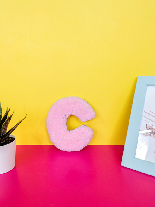 Tufted Fluffy Alphabet Wall Letter C - Colourful Kids Room Decor, Cute Nursery Accent, Personalised Wall Display