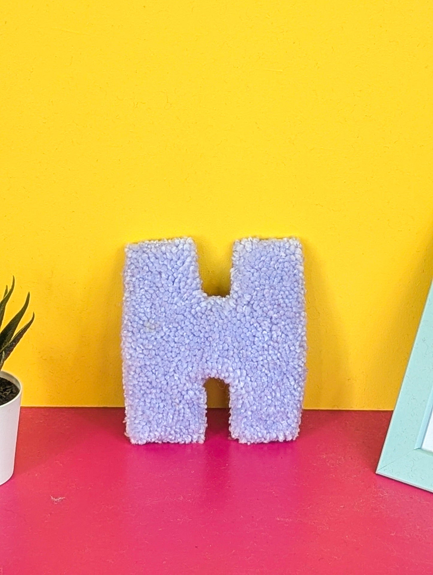 Tufted Fluffy Alphabet Wall Letter H - Colourful Kids Room Decor, Cute Nursery Accent, Personalised Wall Display