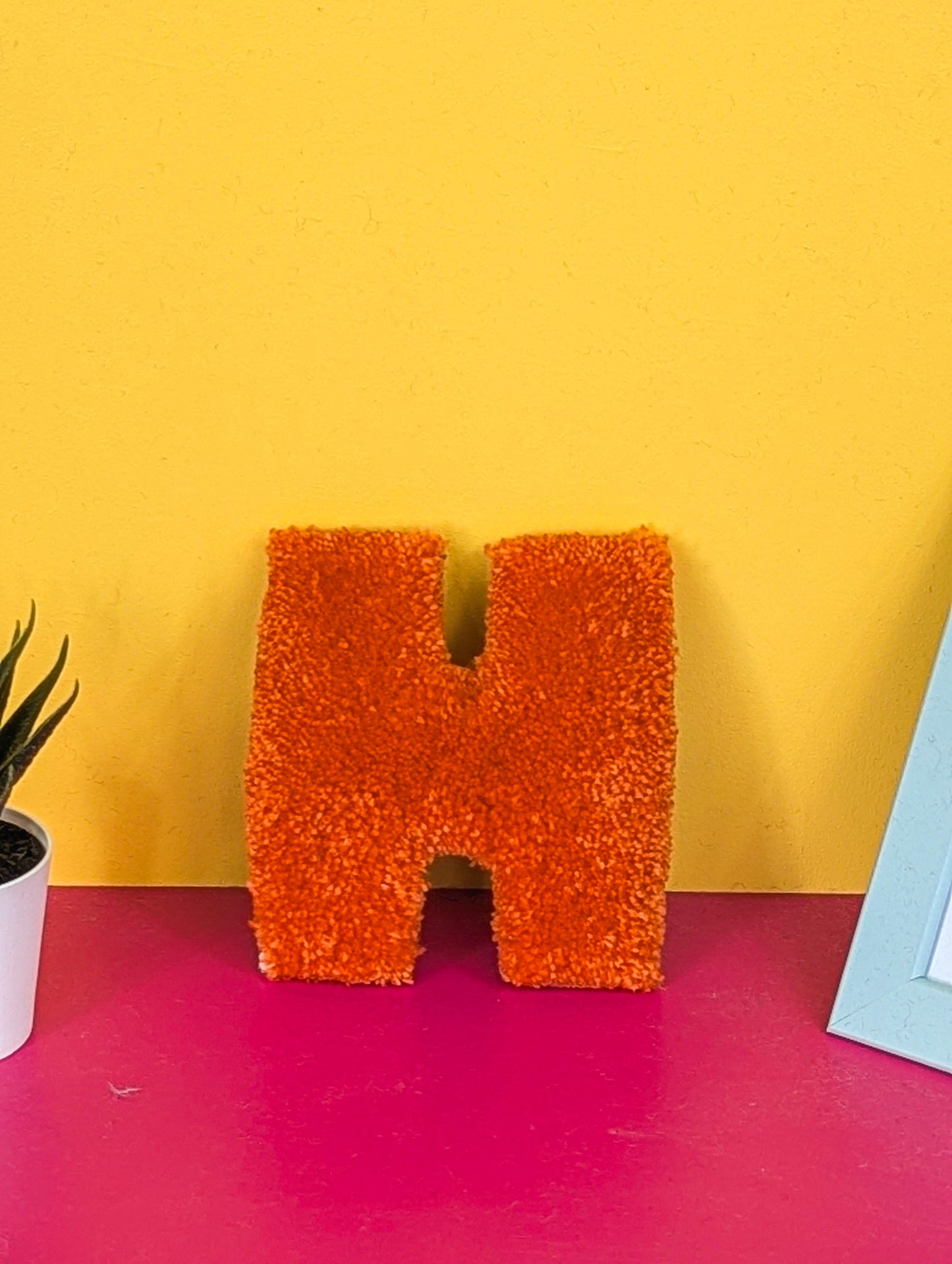 Tufted Fluffy Alphabet Wall Letter H - Colourful Kids Room Decor, Cute Nursery Accent, Personalised Wall Display