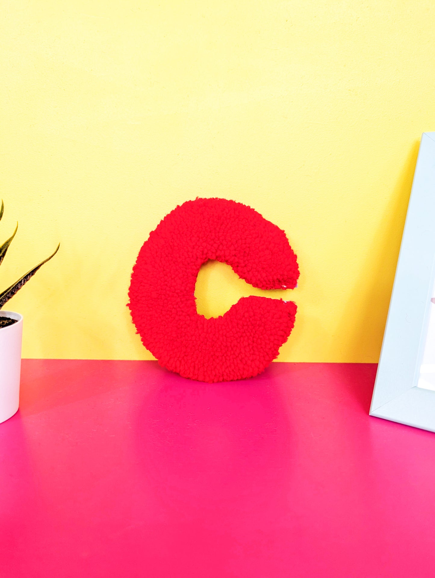 Tufted Fluffy Alphabet Wall Letter C - Colourful Kids Room Decor, Cute Nursery Accent, Personalised Wall Display