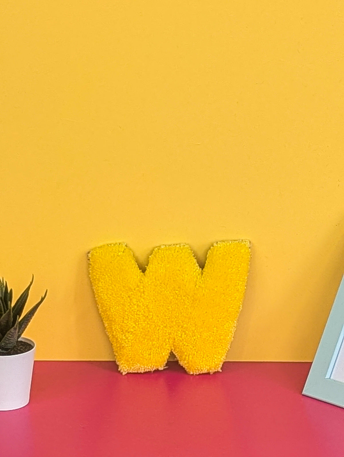 Tufted Fluffy Alphabet Wall Letter W - Colourful Kids Room Decor, Cute Nursery Accent, Personalised Wall Display