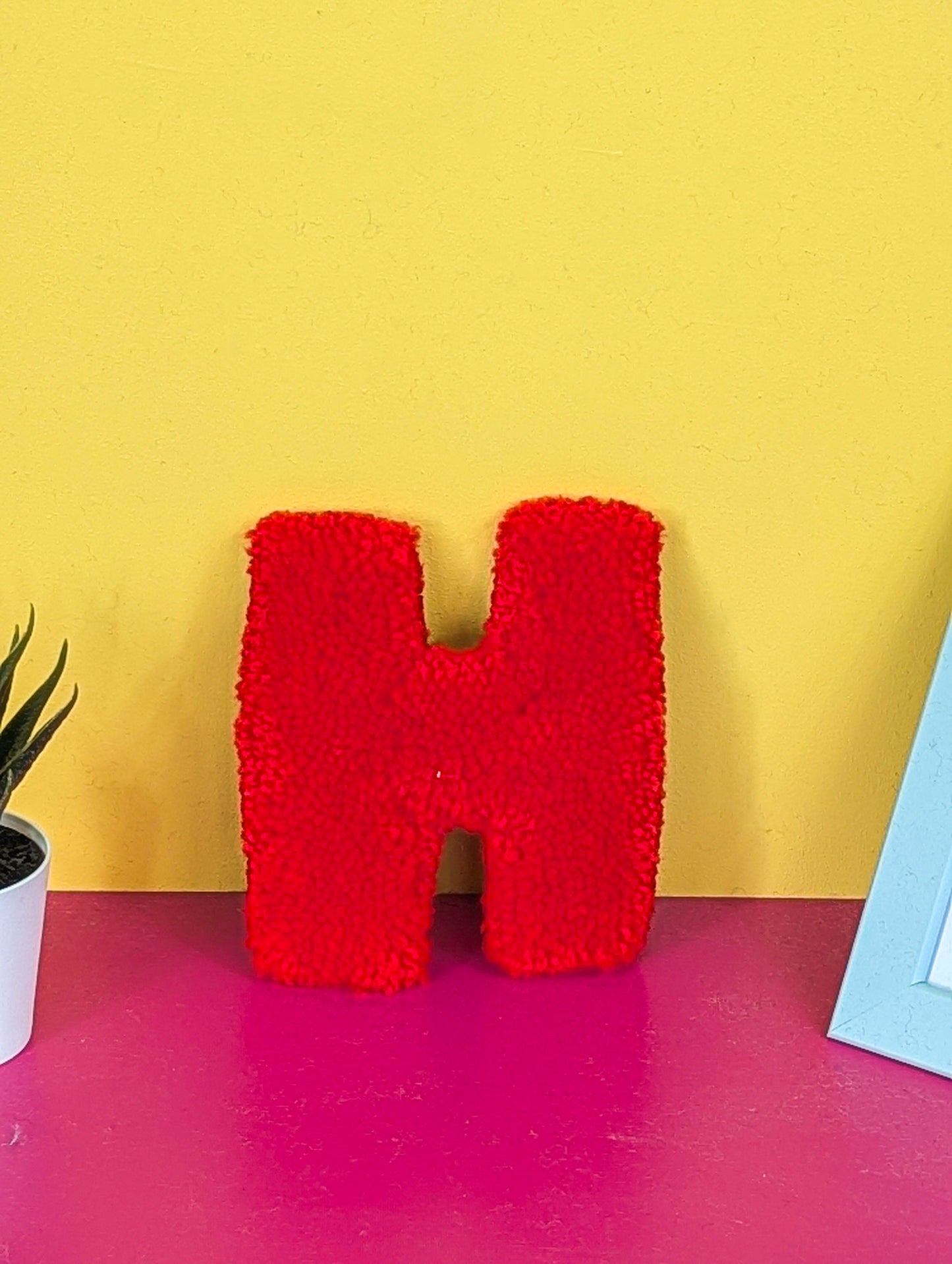 Tufted Fluffy Alphabet Wall Letter H - Colourful Kids Room Decor, Cute Nursery Accent, Personalised Wall Display