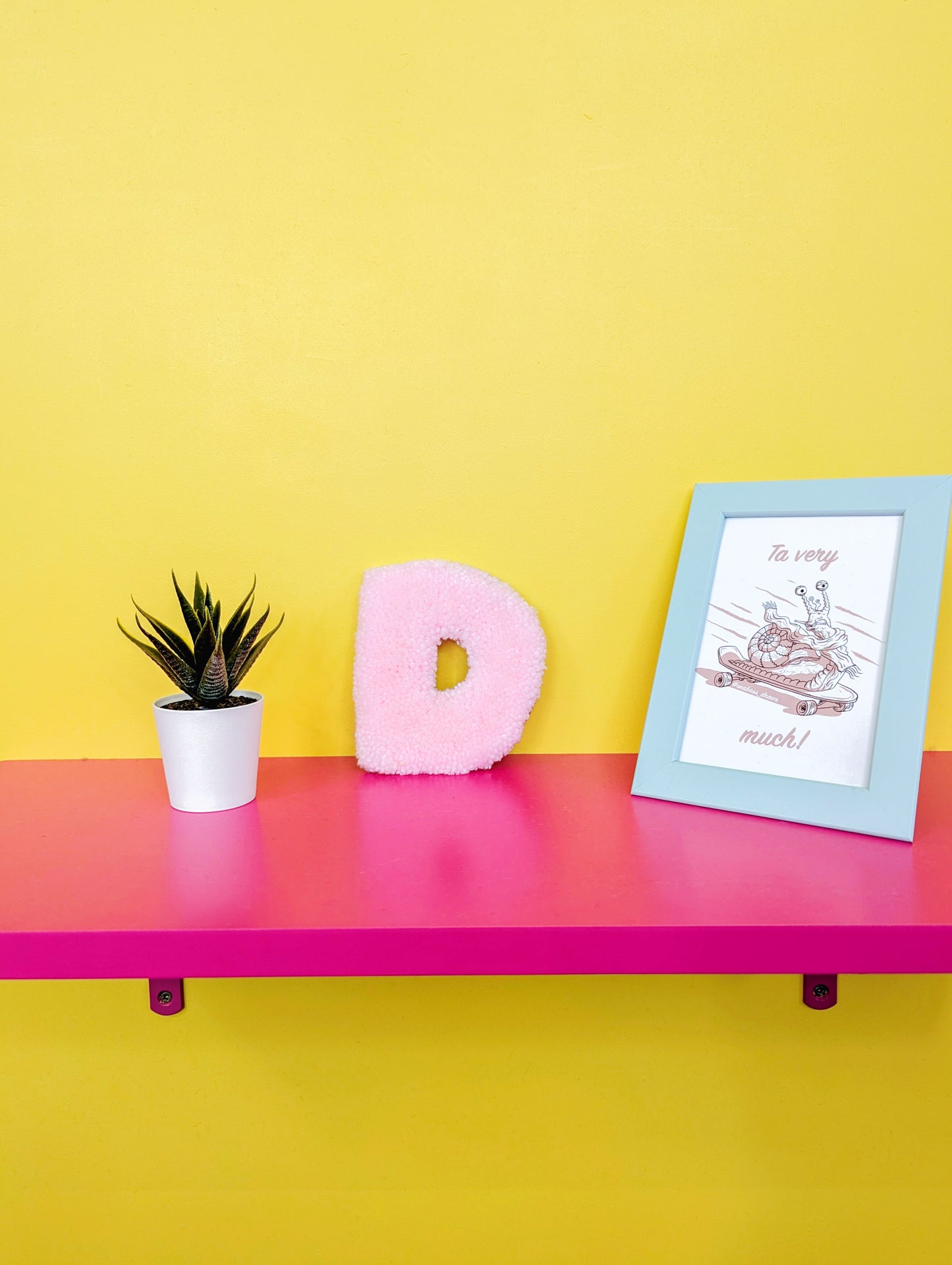 Tufted Fluffy Alphabet Wall Letter D - Colourful Kids Room Decor, Cute Nursery Accent, Personalised Wall Display