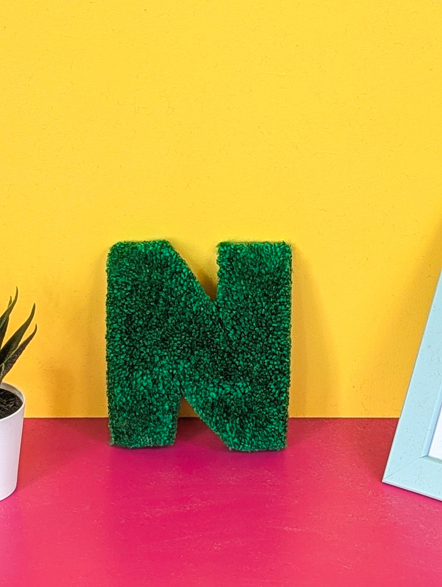 Tufted Fluffy Alphabet Wall Letter N - Colourful Kids Room Decor, Cute Nursery Accent, Personalised Wall Display