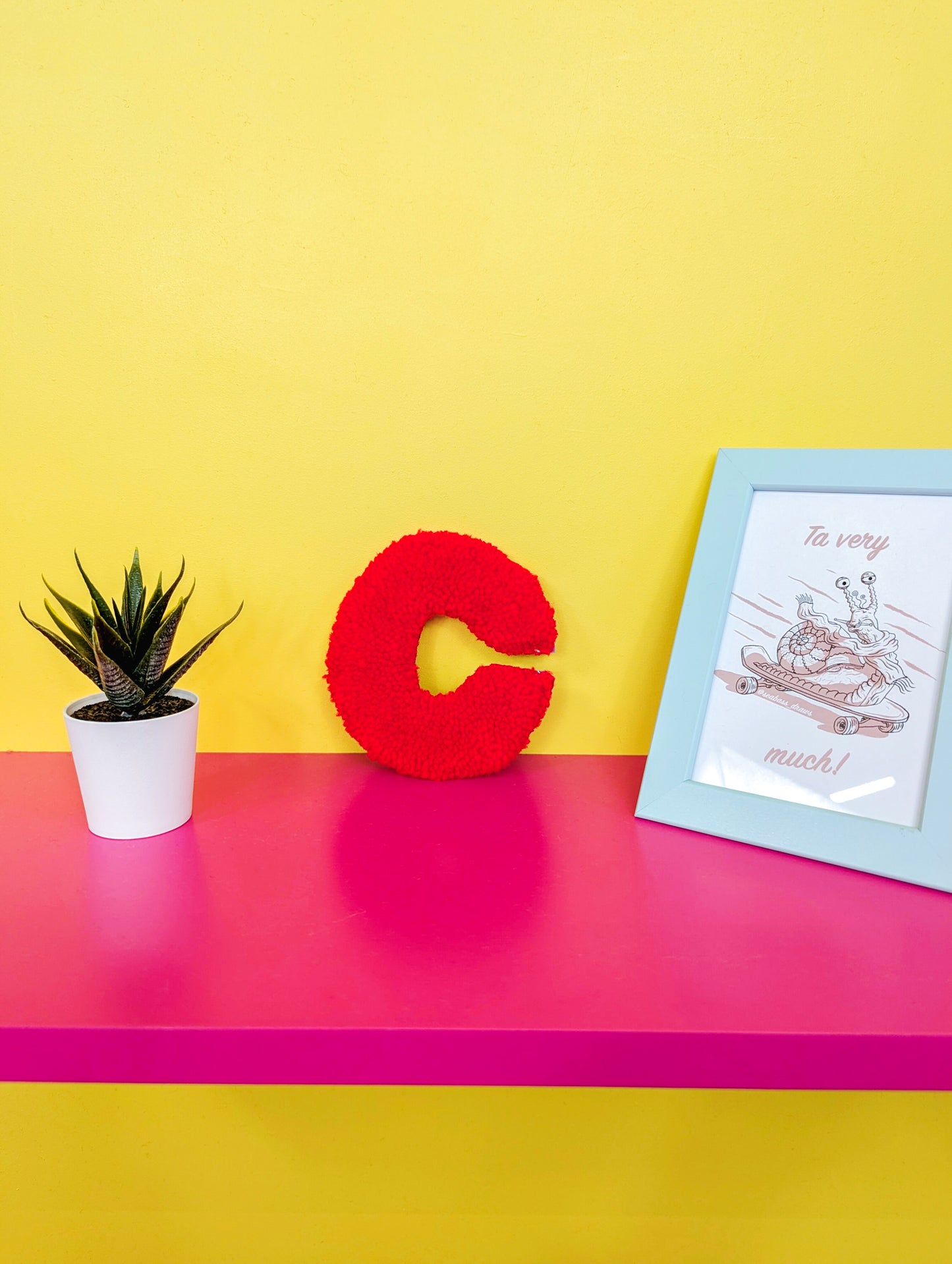 Tufted Fluffy Alphabet Wall Letter C - Colourful Kids Room Decor, Cute Nursery Accent, Personalised Wall Display