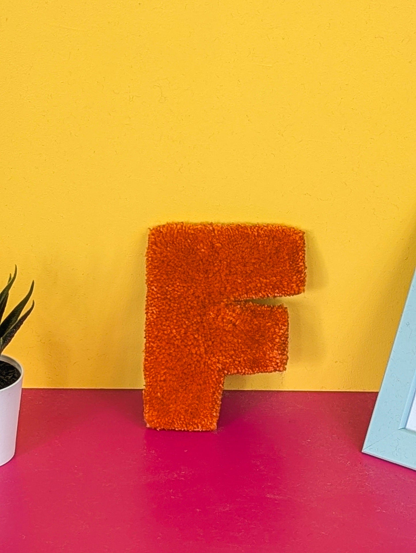 Tufted Fluffy Alphabet Wall Letter F - Colourful Kids Room Decor, Cute Nursery Accent, Personalised Wall Display