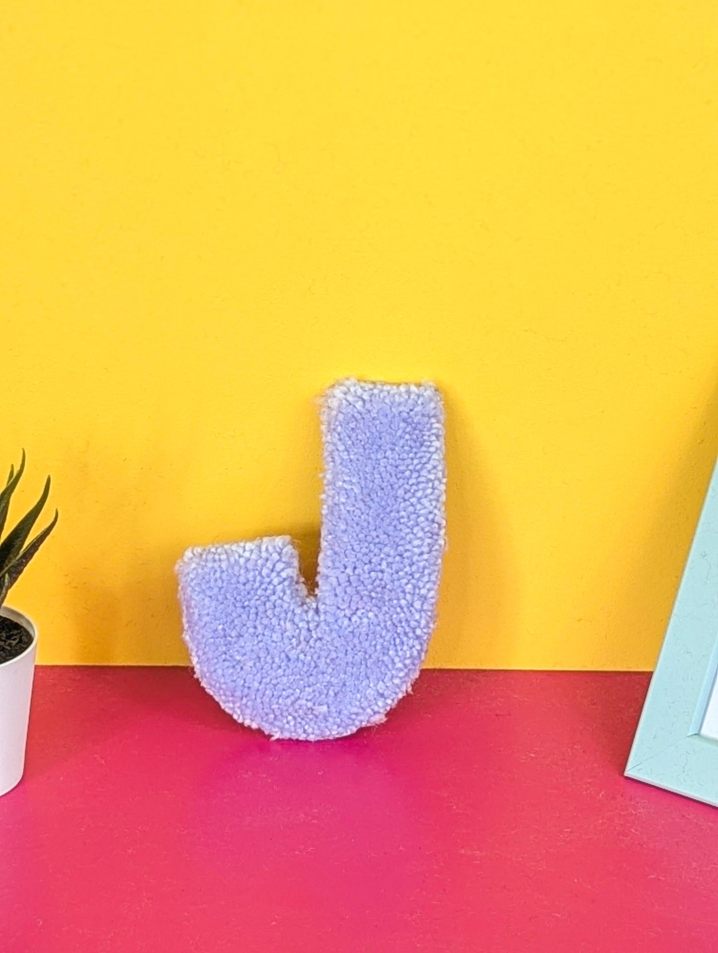Tufted Fluffy Alphabet Wall Letter J - Colourful Kids Room Decor, Cute Nursery Accent, Personalised Wall Display