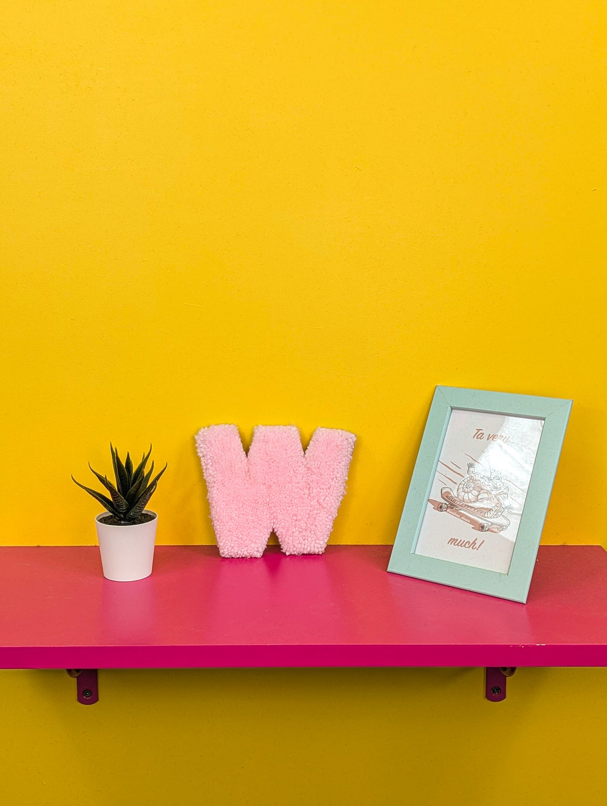 Tufted Fluffy Alphabet Wall Letter W - Colourful Kids Room Decor, Cute Nursery Accent, Personalised Wall Display