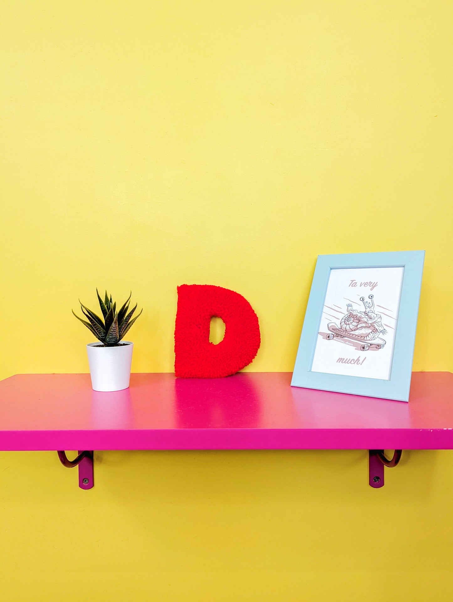 Tufted Fluffy Alphabet Wall Letter D - Colourful Kids Room Decor, Cute Nursery Accent, Personalised Wall Display