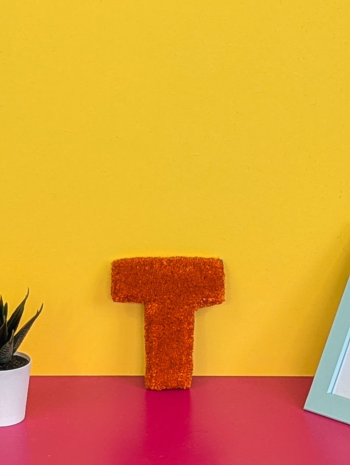 Tufted Fluffy Alphabet Wall Letter T - Colourful Kids Room Decor, Cute Nursery Accent, Personalised Wall Display