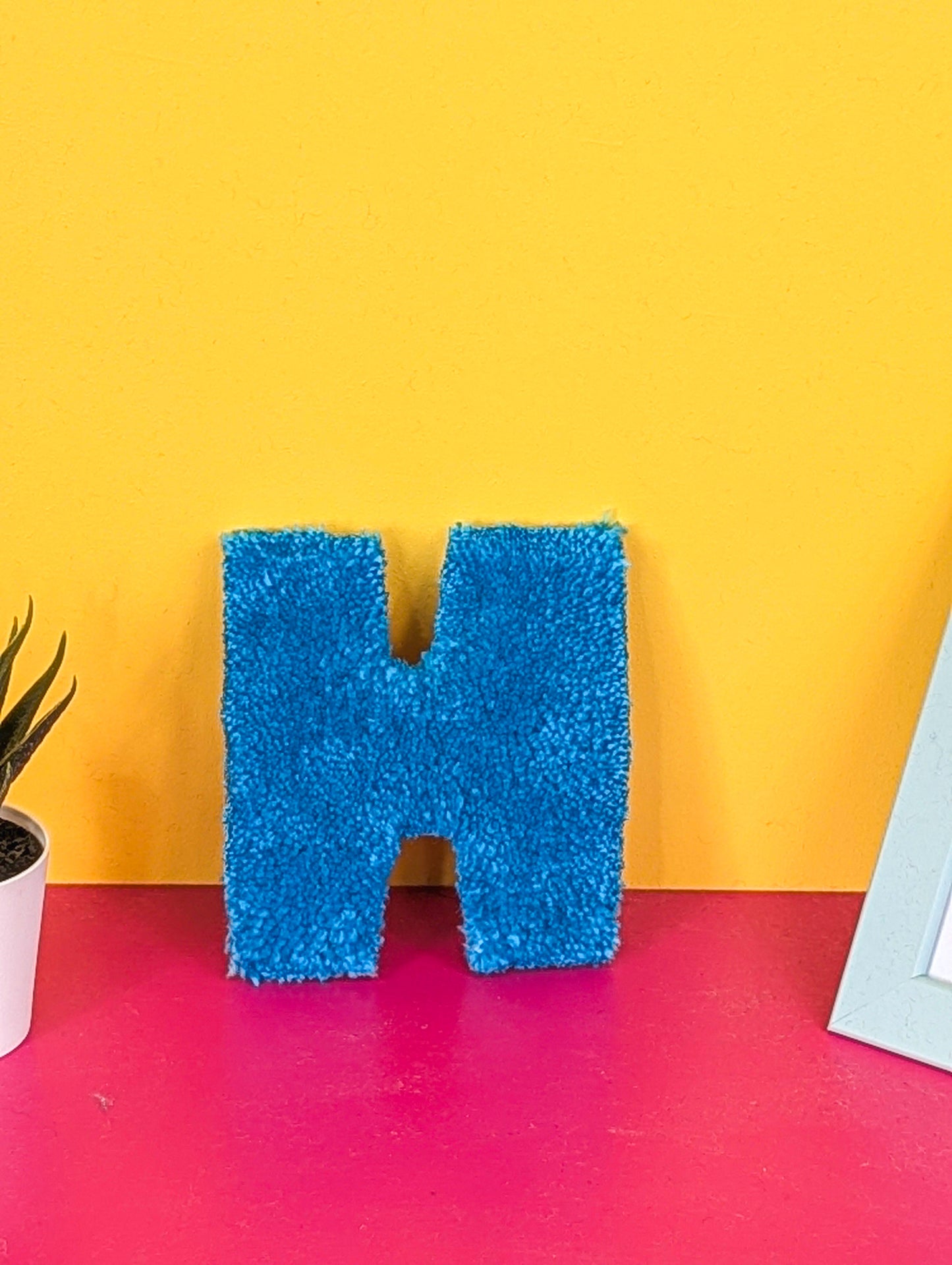 Tufted Fluffy Alphabet Wall Letter H - Colourful Kids Room Decor, Cute Nursery Accent, Personalised Wall Display