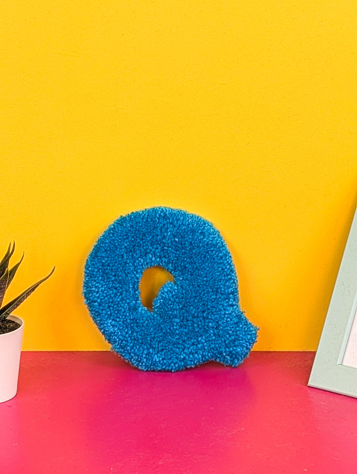 Tufted Fluffy Alphabet Wall Letter Q - Colourful Kids Room Decor, Cute Nursery Accent, Personalised Wall Display