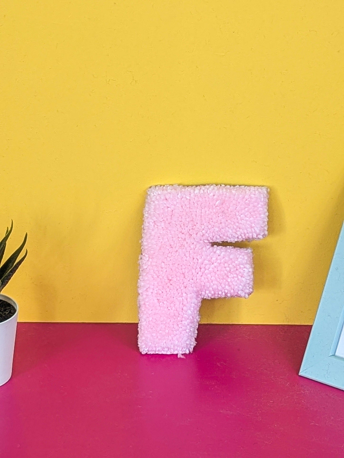 Tufted Fluffy Alphabet Wall Letter F - Colourful Kids Room Decor, Cute Nursery Accent, Personalised Wall Display
