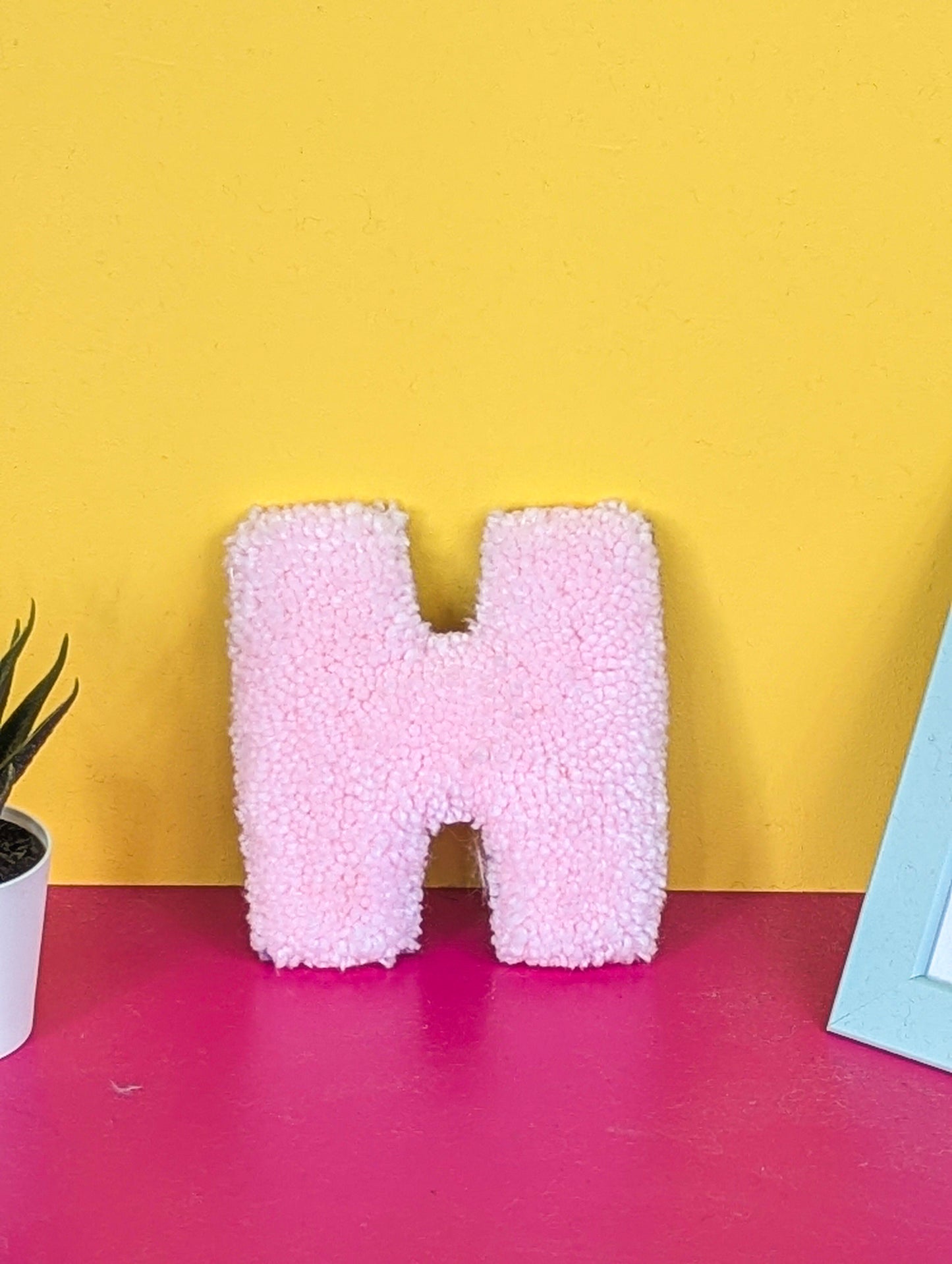 Tufted Fluffy Alphabet Wall Letter H - Colourful Kids Room Decor, Cute Nursery Accent, Personalised Wall Display