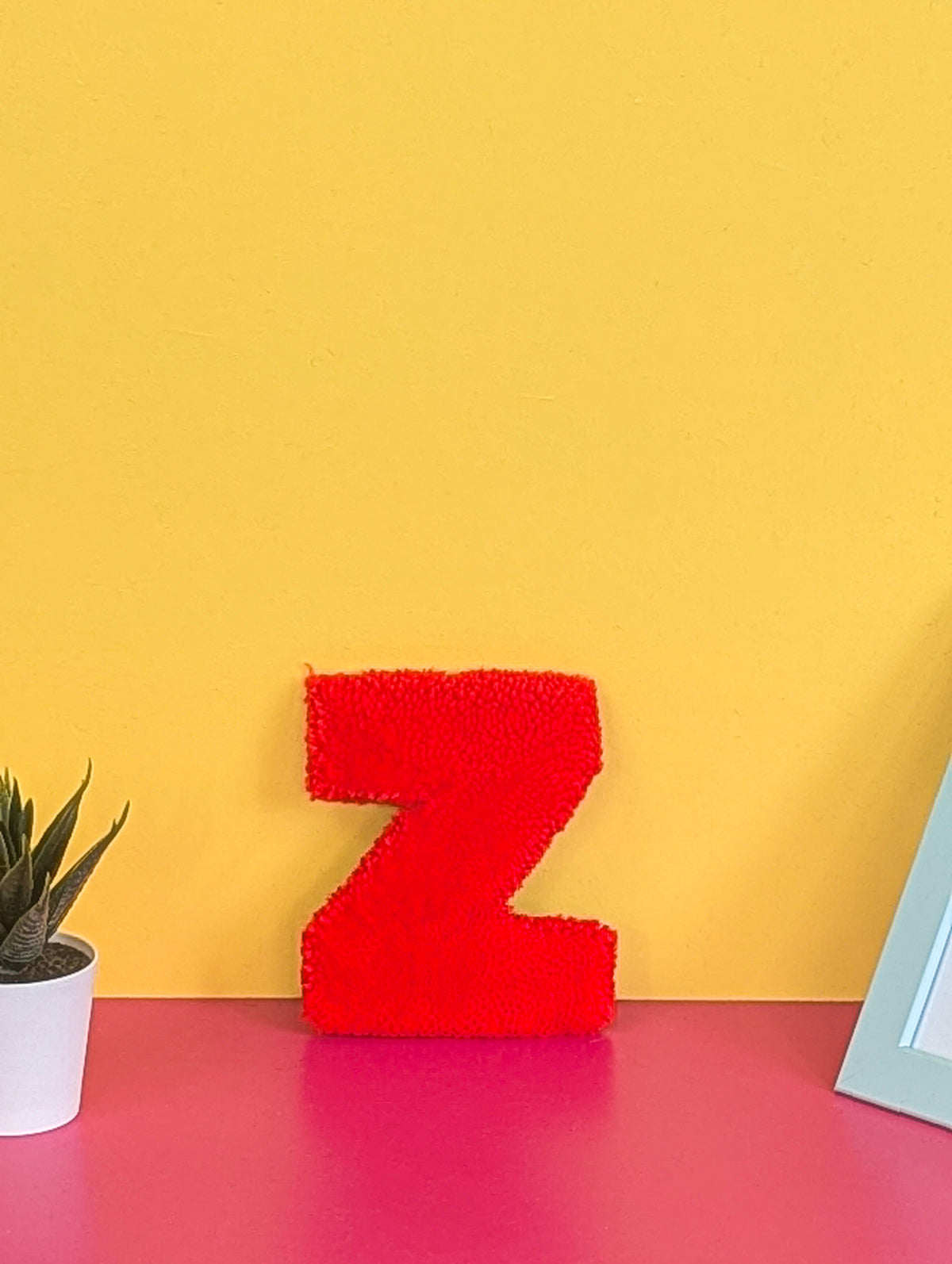 Tufted Fluffy Alphabet Wall Letter Z - Colourful Kids Room Decor, Cute Nursery Accent, Personalised Wall Display