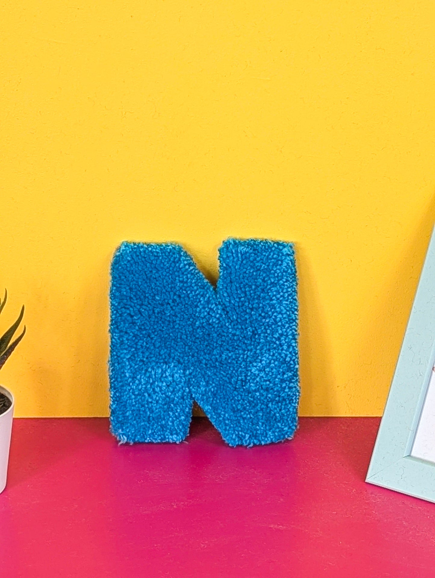 Tufted Fluffy Alphabet Wall Letter N - Colourful Kids Room Decor, Cute Nursery Accent, Personalised Wall Display