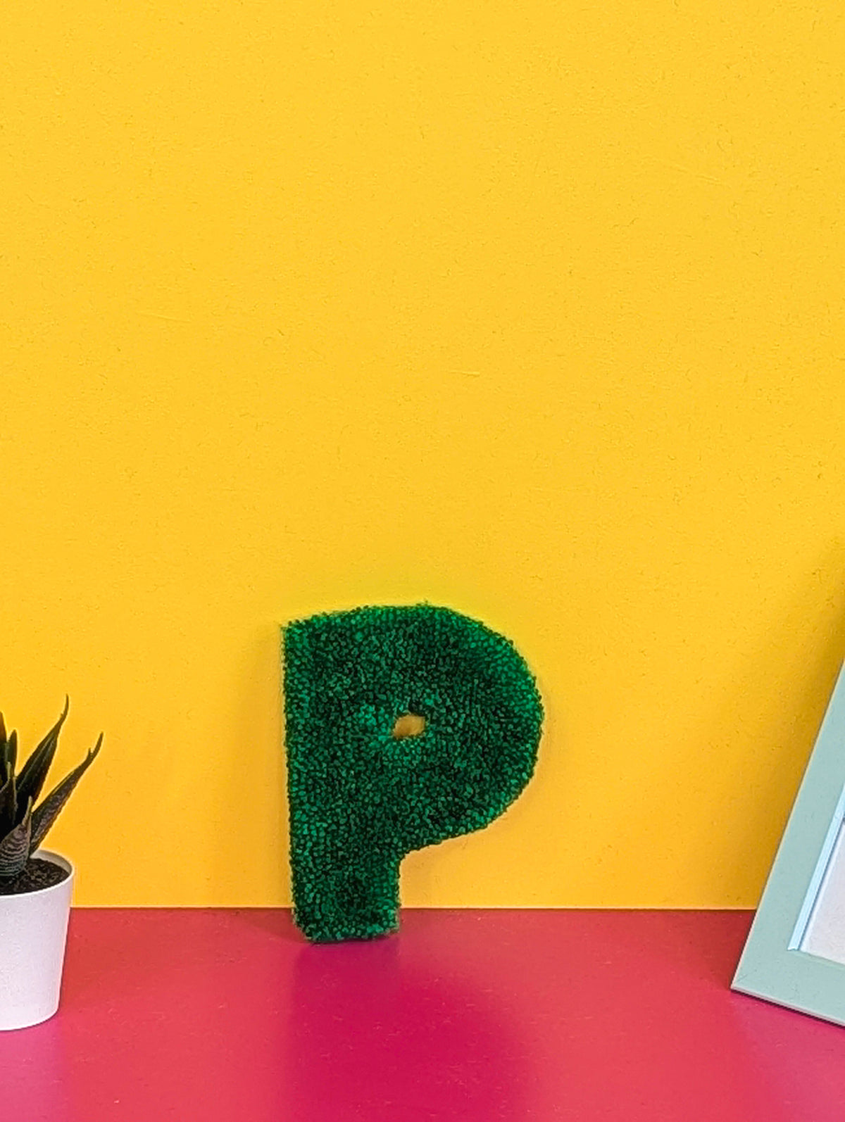 Tufted Fluffy Alphabet Wall Letter P - Colourful Kids Room Decor, Cute Nursery Accent, Personalised Wall Display