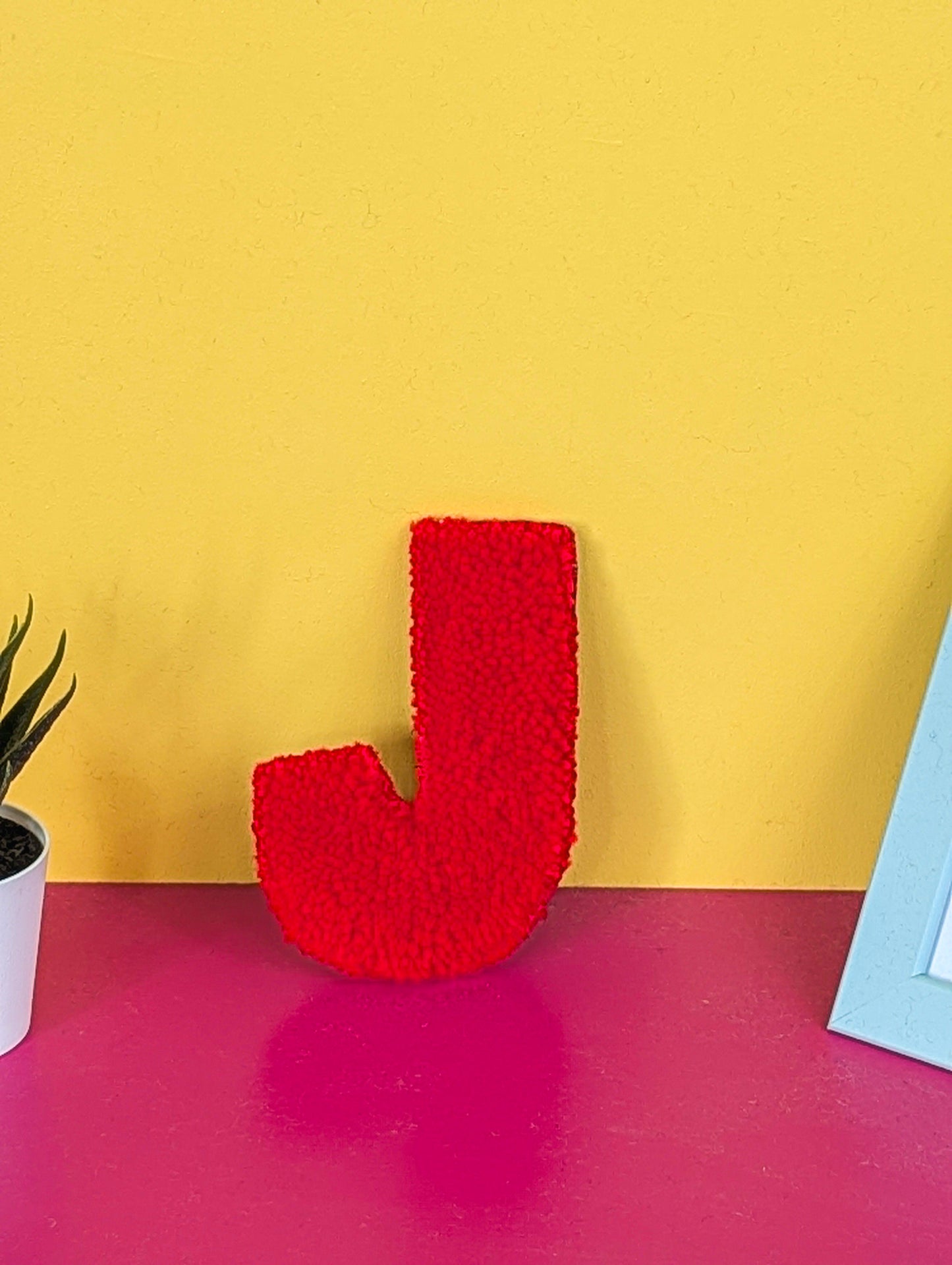 Tufted Fluffy Alphabet Wall Letter J - Colourful Kids Room Decor, Cute Nursery Accent, Personalised Wall Display